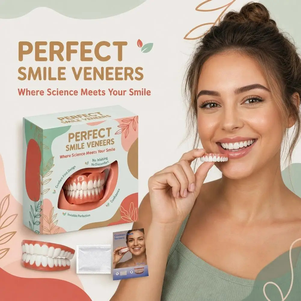False Teeth Adult Full Set Silicone Dentures Natural Upper Lower Soft Comfort Fit Instant Smile Oral Cosmetic Accessories Quake
