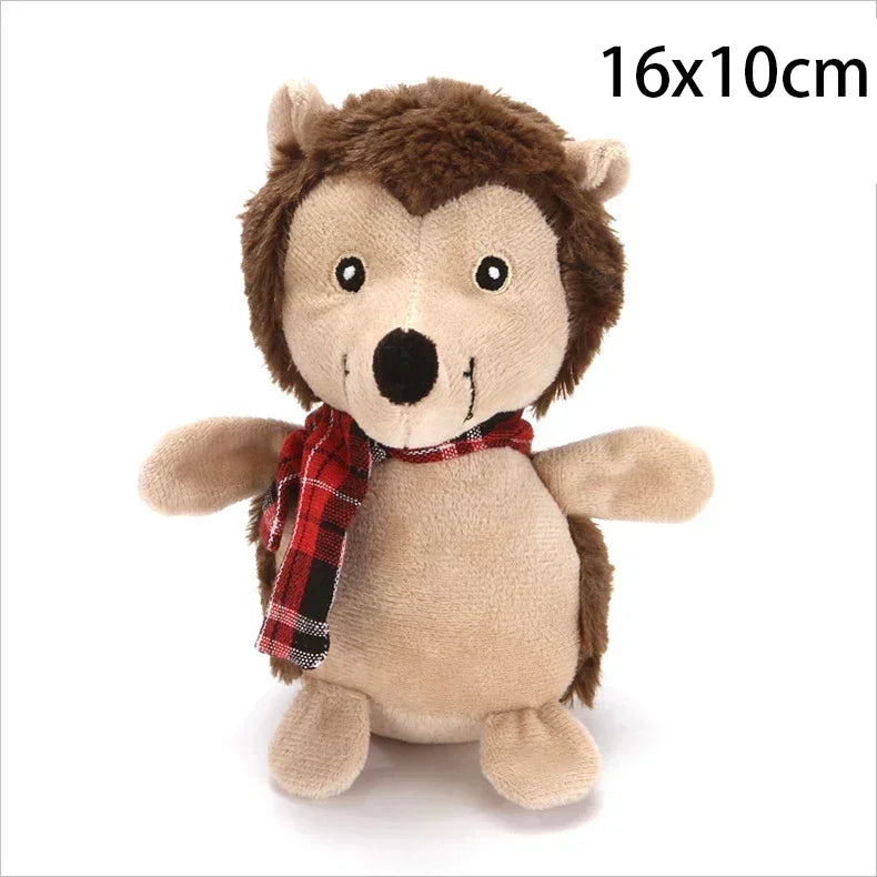 Christmas Dog Chewing Plush Toy - Santa Elk Gingerbread Man Donut Cartoon Series, Squeak Noise Pet Toy Suitable for Dogs and Cat Quake Hedgehog B15782F XS