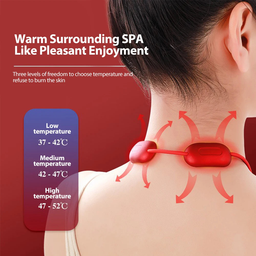 Mini Hanging Neck Massager EMS Muscle Massager Portable Hot Compress Neck and Cervical Spine Massager SPA Relaxation Treatment Quake