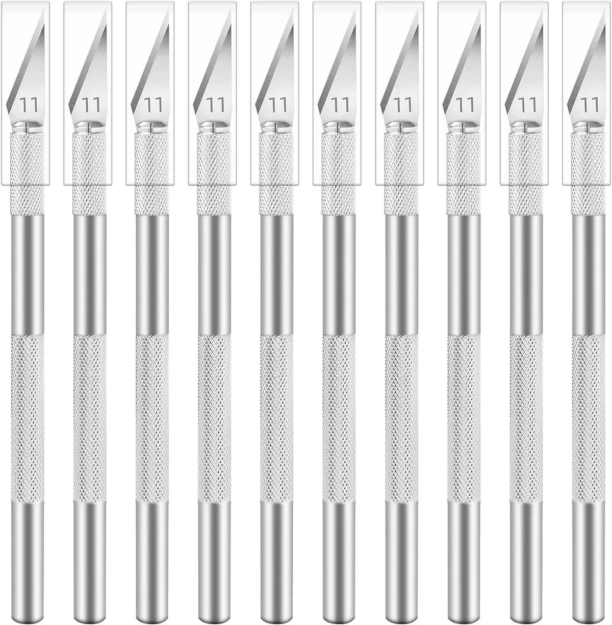 vvocci 10PCS Exacto Knife Colorful Craft Knife Kit, Sharp Exacto Knife Set, Carving Precision Hobby Knife for DIY, Art, Cutting, Quake M264 silver 10pcsA