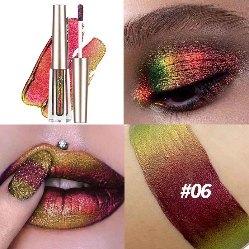 Chameleon EyeshadowsDiamond Glitter Liquid Eyeshadow StickHighly Pigmented Metallic Shimmering Long Lasting Shine All Makeup Quake 06