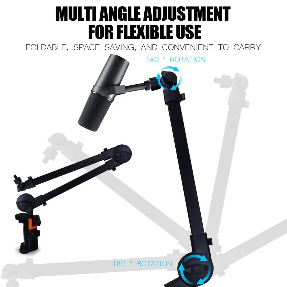 Professional Grade 360° Rotation Microphone Boom Arm Universal Adjustable Arm Desktop Stand Sturdy Mic Desk Mount Home Office Quake