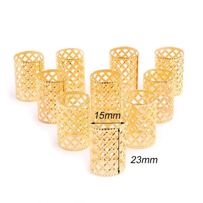 5/10Pcs Gold Charms Diy Hairs Braid Dread Dreadlock Beads Hair Ring Rope Elastic Hair Bands Ponytail Hairstyle Hair Accessories Quake 5pcs NO.4