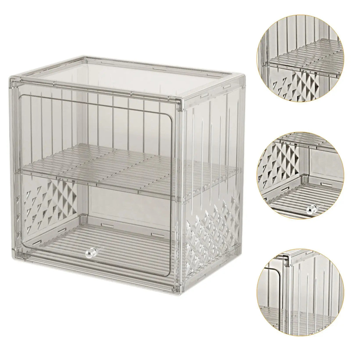 Glass Water Cup Holder Double Layer Bread Box Clear Sturdy Storage Bin with Lid for Breakroom Bathroom Coffee Shop Household Quake