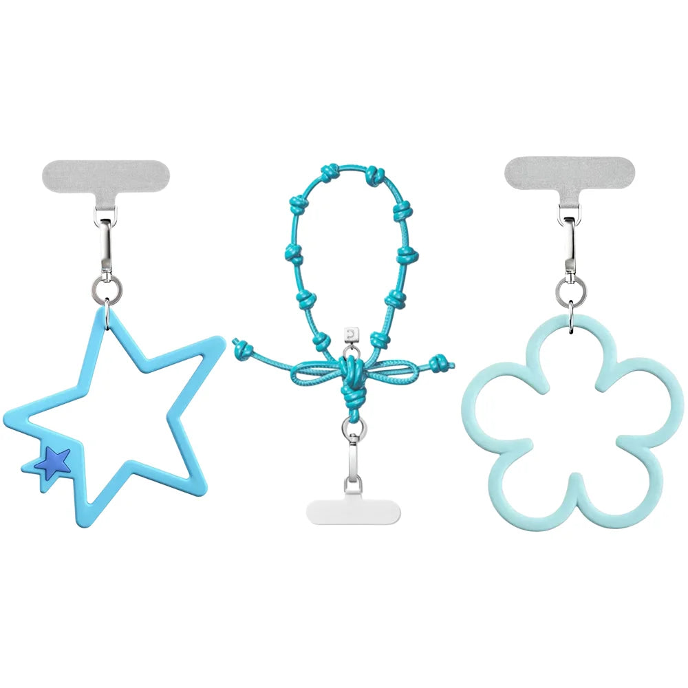 Mint Blue Star Knot Sakura Petal Phone Charm Accessories for Galaxy for IPhone 12 13 14 15 16 17 Pro Max Case Quake