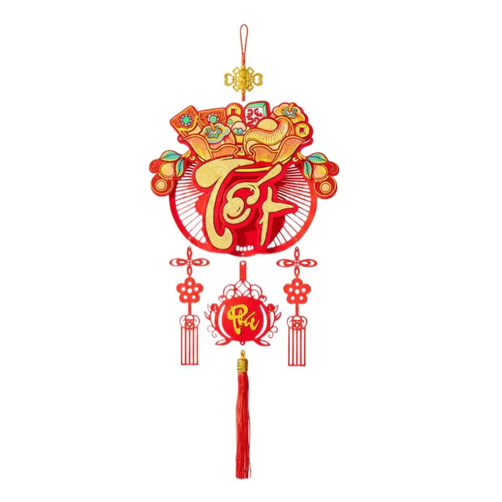 Vietnamese Spring Festival Festive Red Hanging Ornament Horse Year Symbol Tassel Traditional Wall Hanging Tet 2026 Celebration Quake B