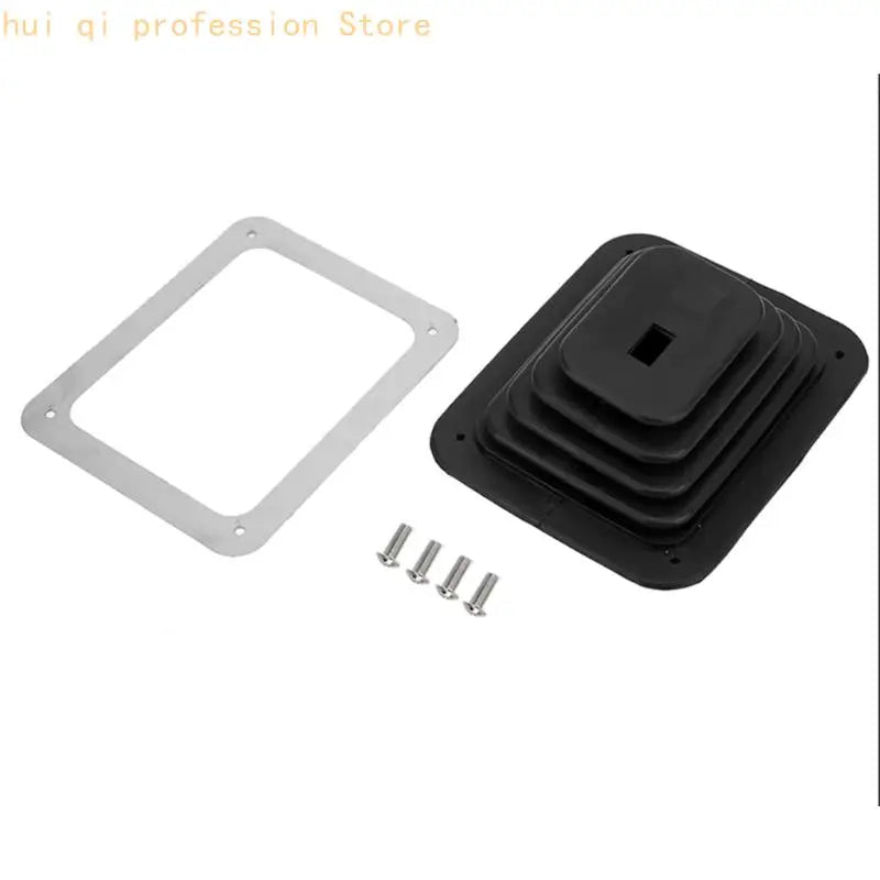 Console Opening Repair Boot for GM350, Black Rubber Gear Lever Cover Assembly with Mounting Frame and Hardware Set H8WE Quake