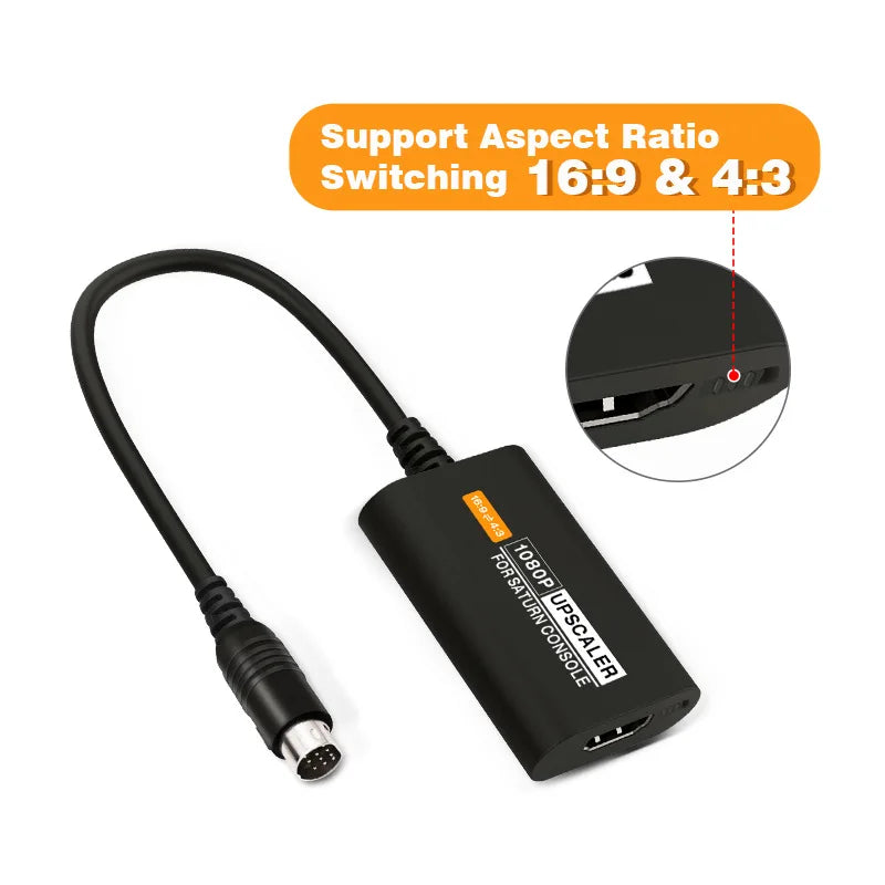 Sega SS Saturn HDMI Converter Saturn 16:9/4:3 S-video Input 1080p Adapter Quake