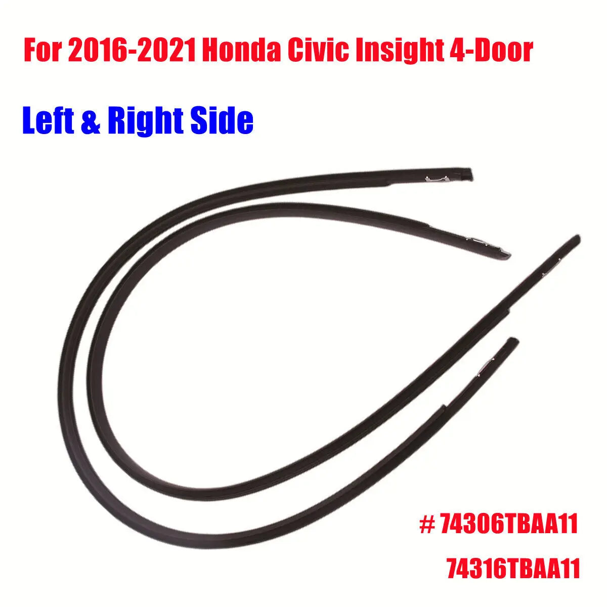 74306TBAA11 74316TBAA11 For Honda Civic 4-Door 2016-2021 Car Roof Drip Finish Molding Rubber Seal Strips Trim With Metal Clip Quake Default Title