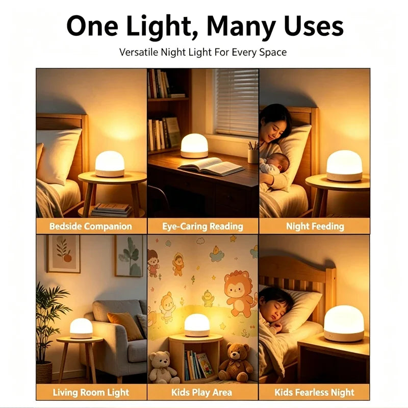 USB Rechargeable Night Light 3 Color RGB Portable Baby Bedside Lamp LED Night Light Ambient Soft Light Room Decoration Gift Quake