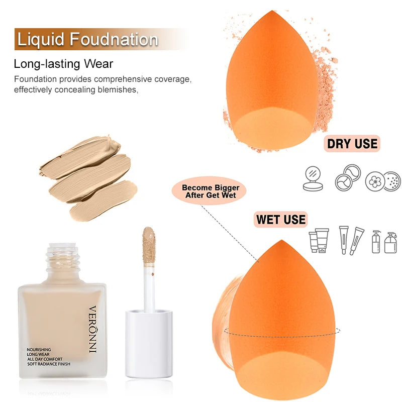 Face Makeup Set Liquid Foundation Loose Powder Primer Waterproof Long-lasting Full Coverage Concealer Women Cosmetics FaceMakeup Quake