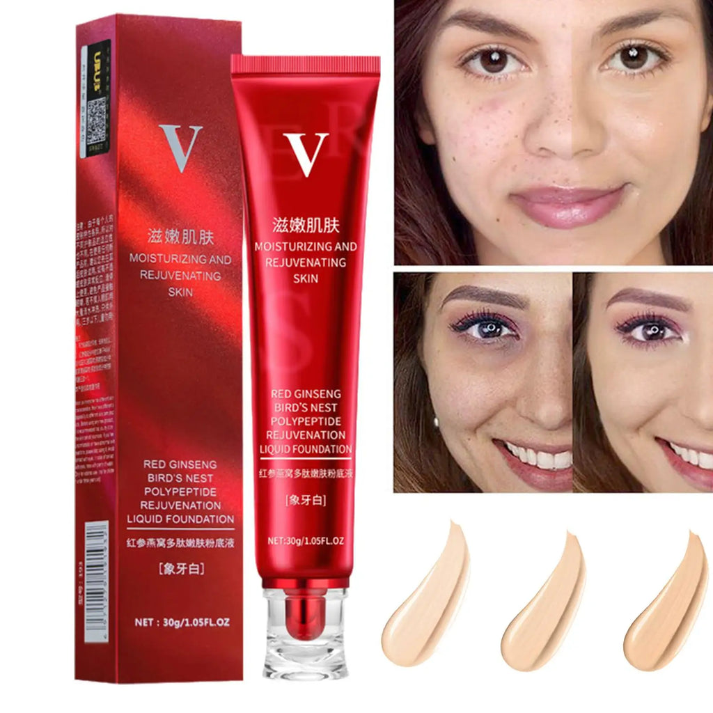 FV Red Upgrade Foundation Oil-control Waterproof Hydrating Makeup Base Cream Precious Luxury Herbal Extracts Concealer Quake