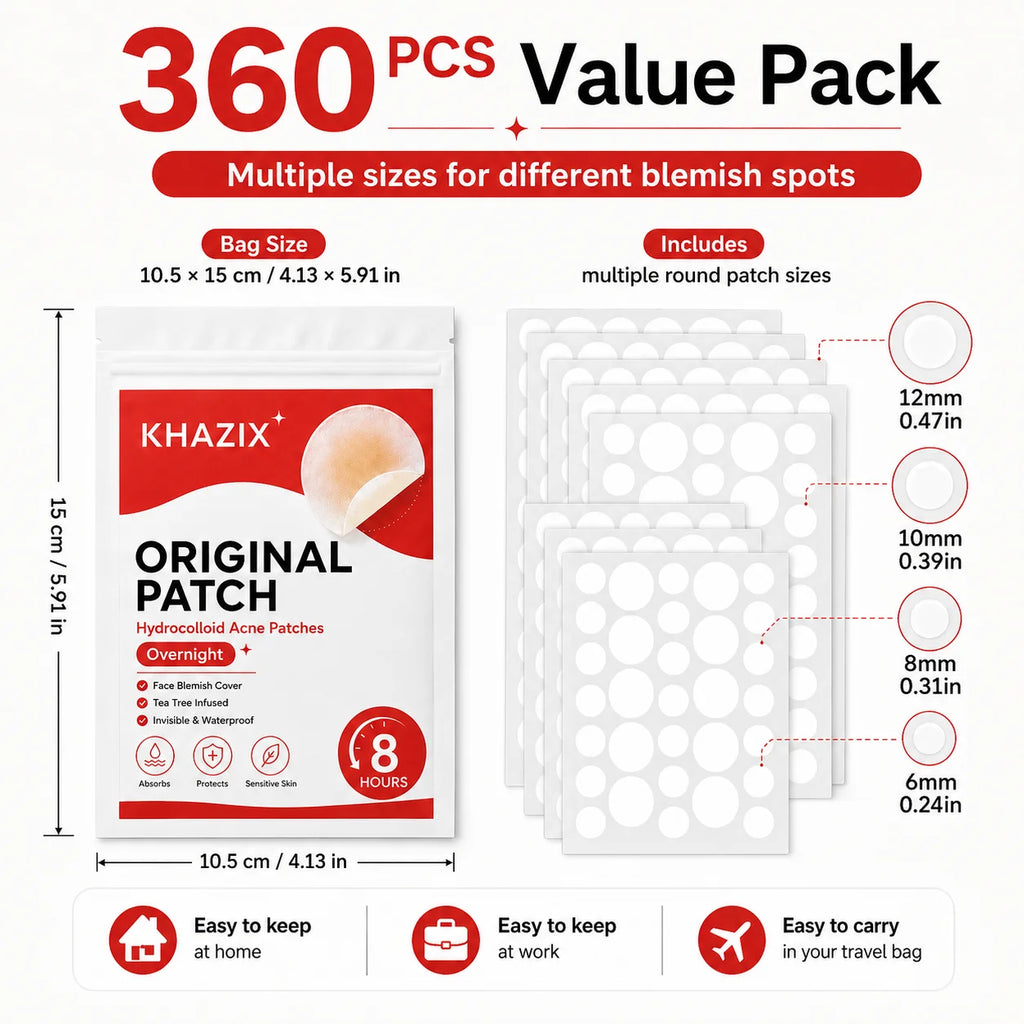 360pcs Hydrocolloid Acne Pimple Patch, Hydrocolloid Spot Stickers, Covering Zits and Defect, Nighttime Spot Stickers for Face Quake
