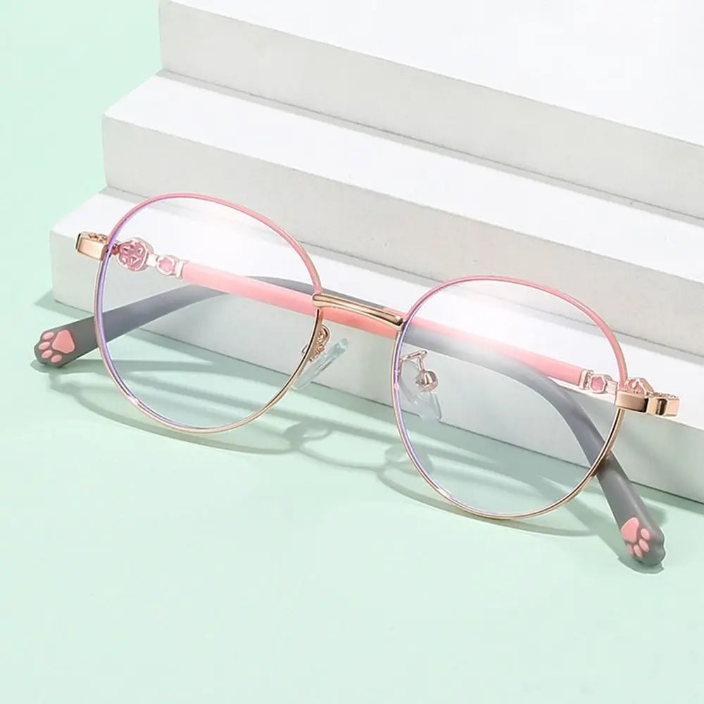 Blue Light Blocking Glasses for Kids Cute Cat Paw Pattern Optical Eyewear Children Boys Girls Anti Blue Rays Computer Goggles Quake