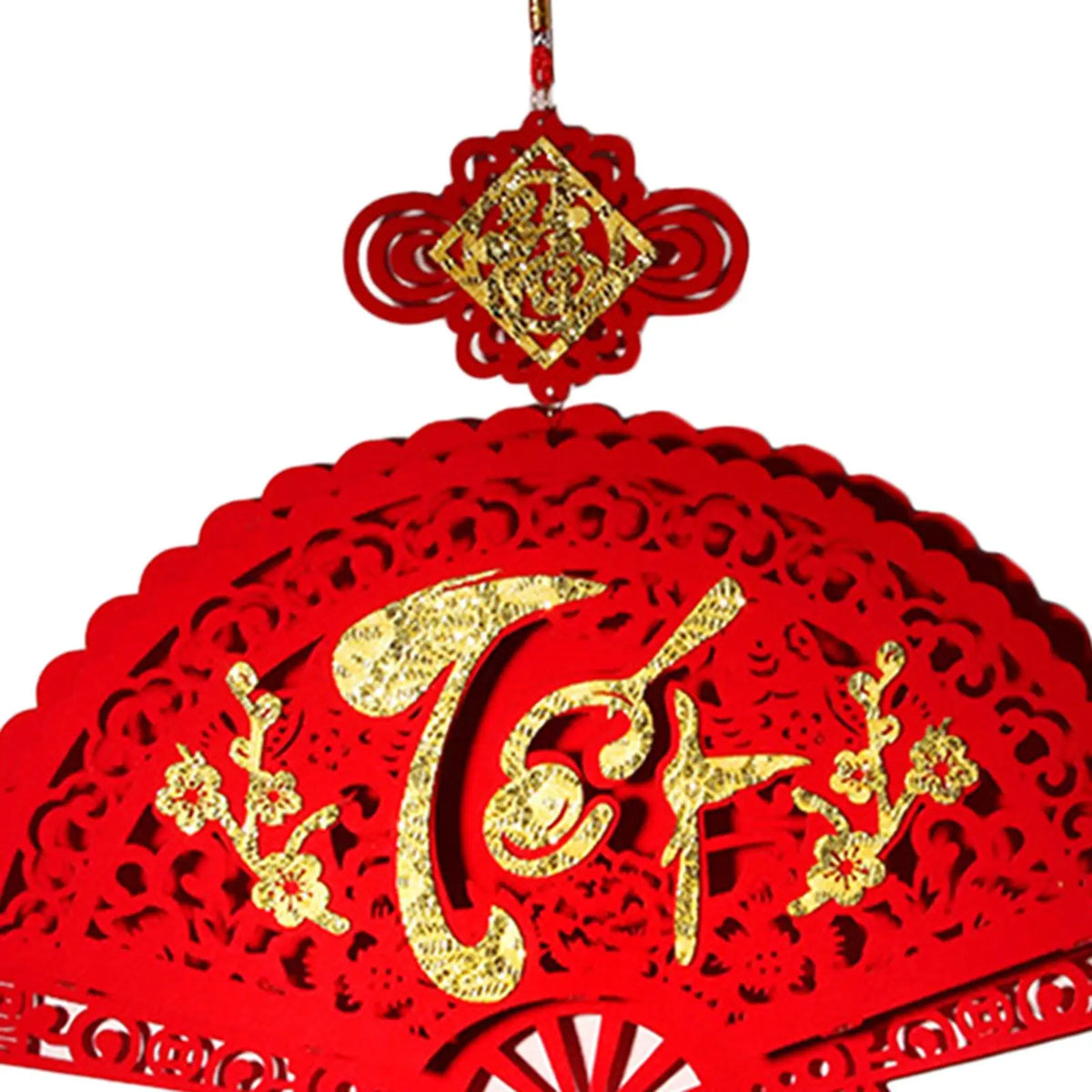 Blessing Tassle Red Paper Fan Hanging Ornament Party Decoration for Vietnamese New Year Festival Decor Quake