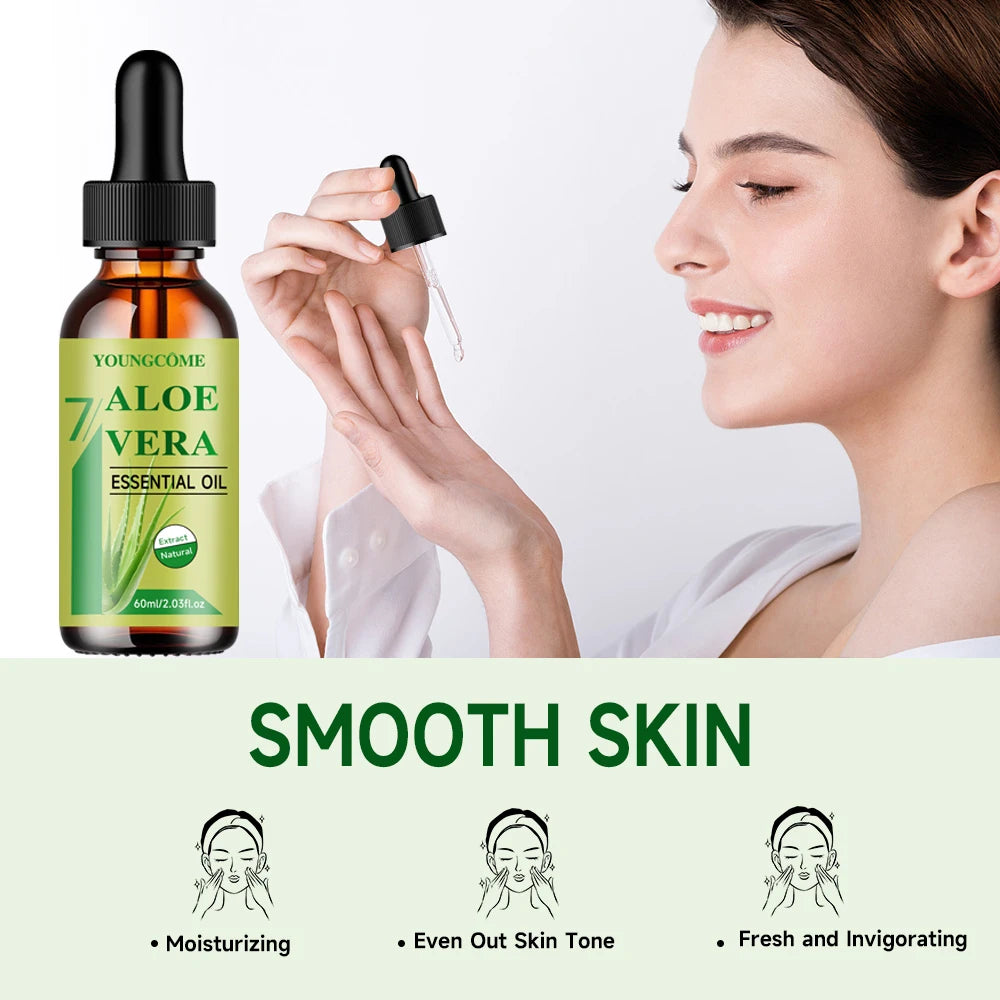 YOUNGCOME Aloe vera essential oil Anti Aging Firming Skin Face Moisturizing Relaxing Massage Oil Hair Repair Skin Care Body Oil Quake