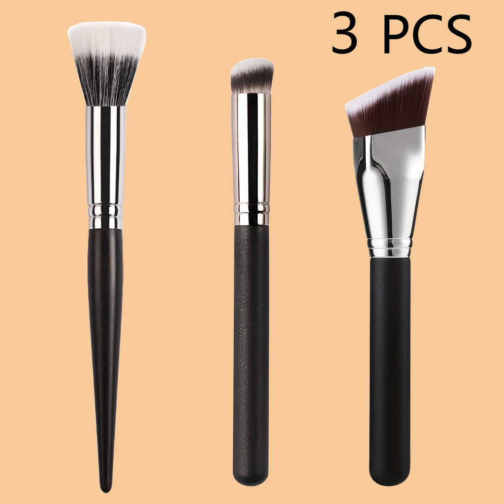 3 PCS Makeup Brushes Set Includes Wide-Angle Foundation Brush Rectangular & Flawless Concealer Brush &Powder Brush Quake 3 PCS
