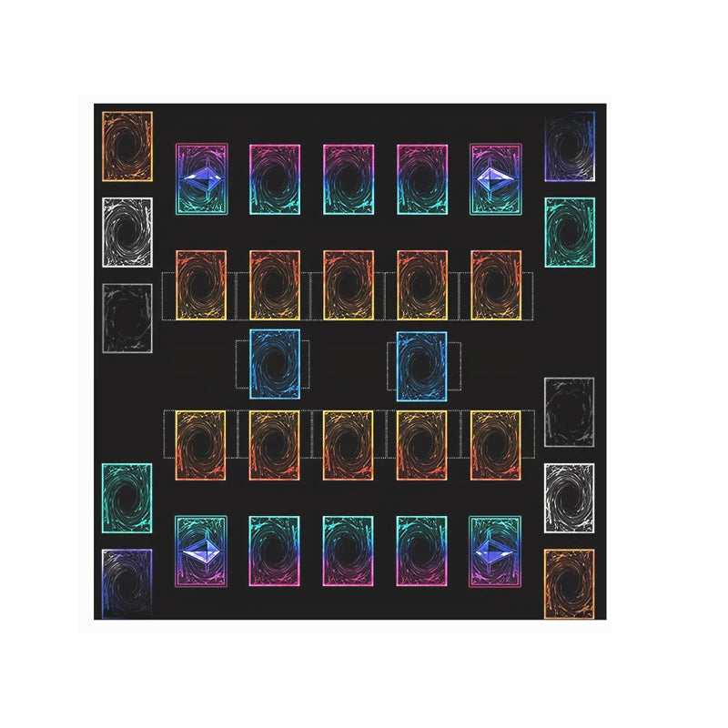 Yu-Gi-Oh! Diy Dual Player Battle Mat 600x600mm Large Gaming Mat with Master Rule 4 Zones Non-Slip Surface Tabletop Game Kid Gift Quake gui ze si 600x600x2mm