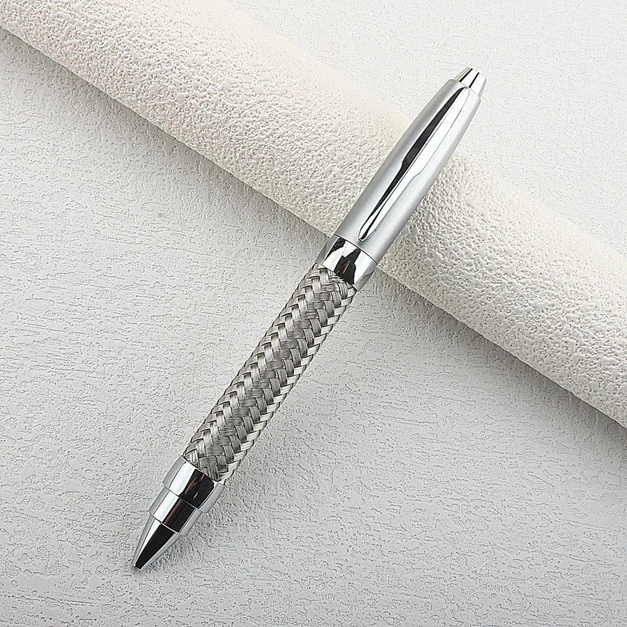 Luxury Metal Ballpoint Pen Plaid & Grid Pattern Retractable Ball Pen for Business Office School Writing Gift Quake