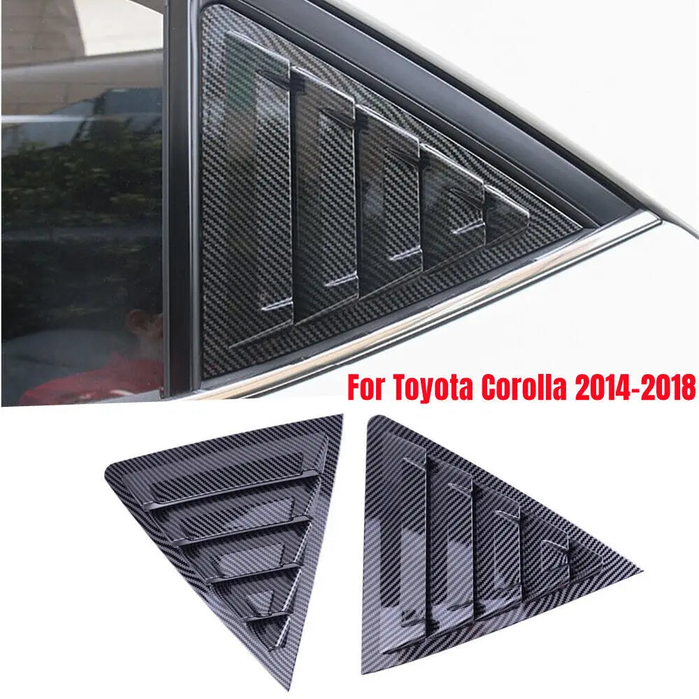 For Toyota Corolla 2014-2018 Car Rear Louver Window Side Shutter Cover Trim Sticker Vent Scoop ABS Carbon Fiber Black Auto Quake