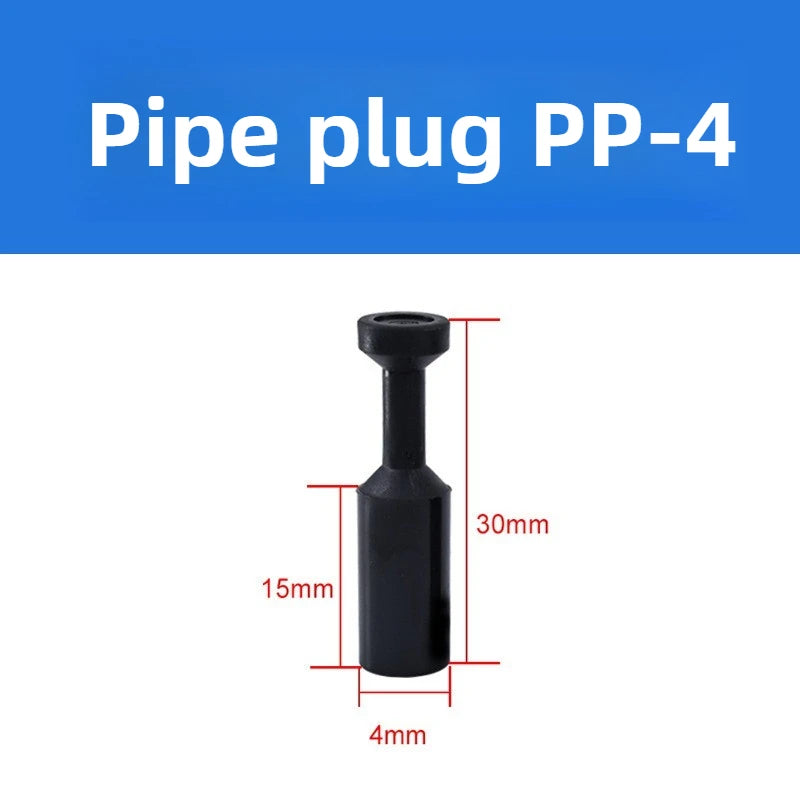 3/5 Pcs PP Pneumatic Connector Quick Plug Plastic Plug Pipe Plug PP 4mm 6mm 8mm 10mm 12mm 14mm 16MM Air Hose Sealing Connector Quake Black PP4 5PCS
