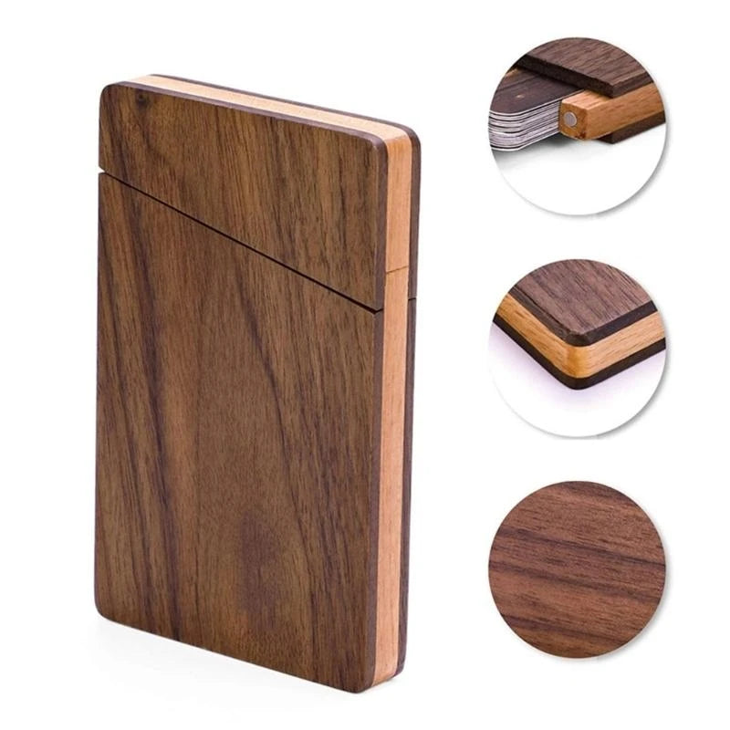Professional Business Card Holder Hold 12-15 Card Wood Card Case Pocket Business Name Card Case Wood Card Holder K1KF Quake