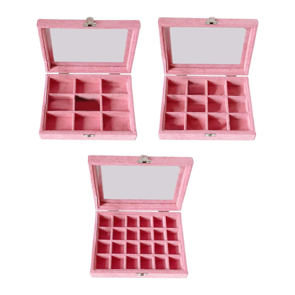 Velvet Lid with Multi Grid Jewelery Tray, Removable Compartment Dividers Quake