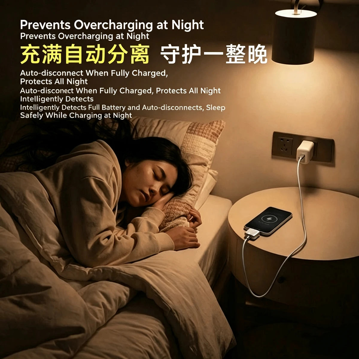 Auto-Disconnect Charging Adapter 140W Type-C Fast Charge Safety Separator Automatically Cut Power Eject Phone When Fully Charged Quake