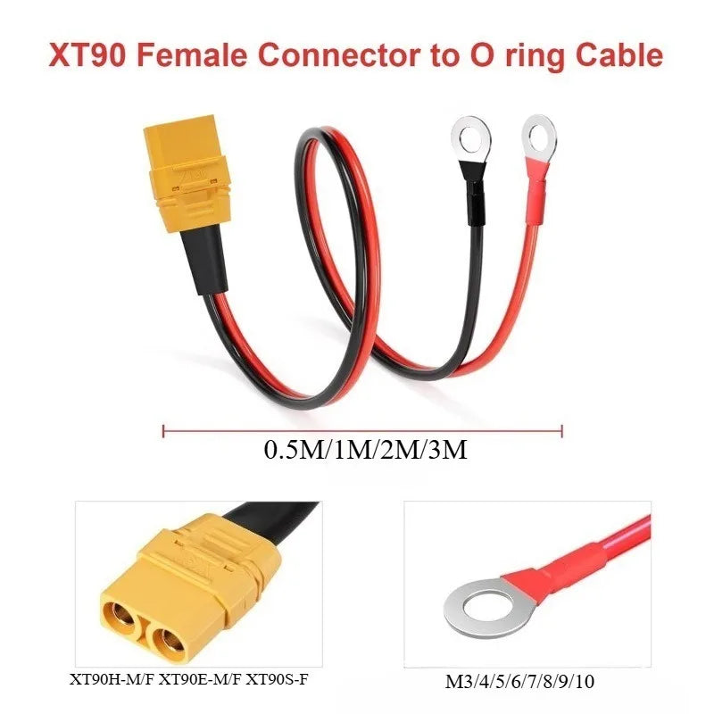 XT90H XT90S-F XT90E-M to M3-M10 Ring Terminal Adapter, 12AWG High Temp Power Cable for RC Model Lipo Battery Charger Wiring Quake