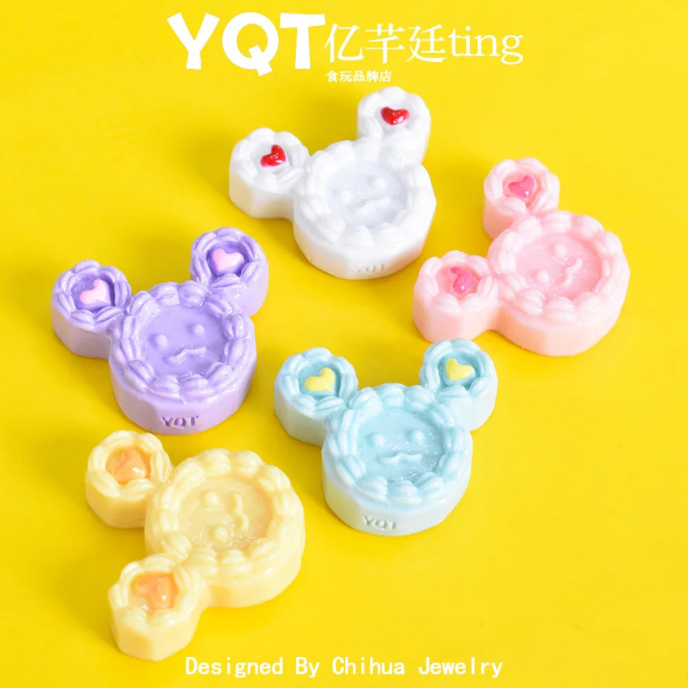 10Pcs Cute Cartoon Mouse head Plate Flatback Resin Cabochon Dollhouse Plays Toy Craft DIY Decoration Making Accessories Quake