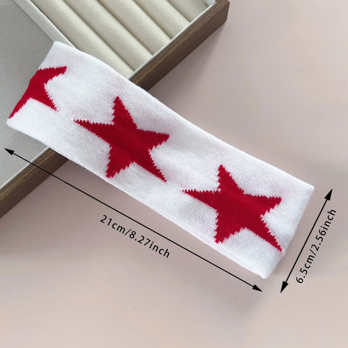Street Style Personalized Star and Moon Headband Knitted Breathable Butterfly Embroidery Head Scarf for Running Yoga and Sports Quake star red