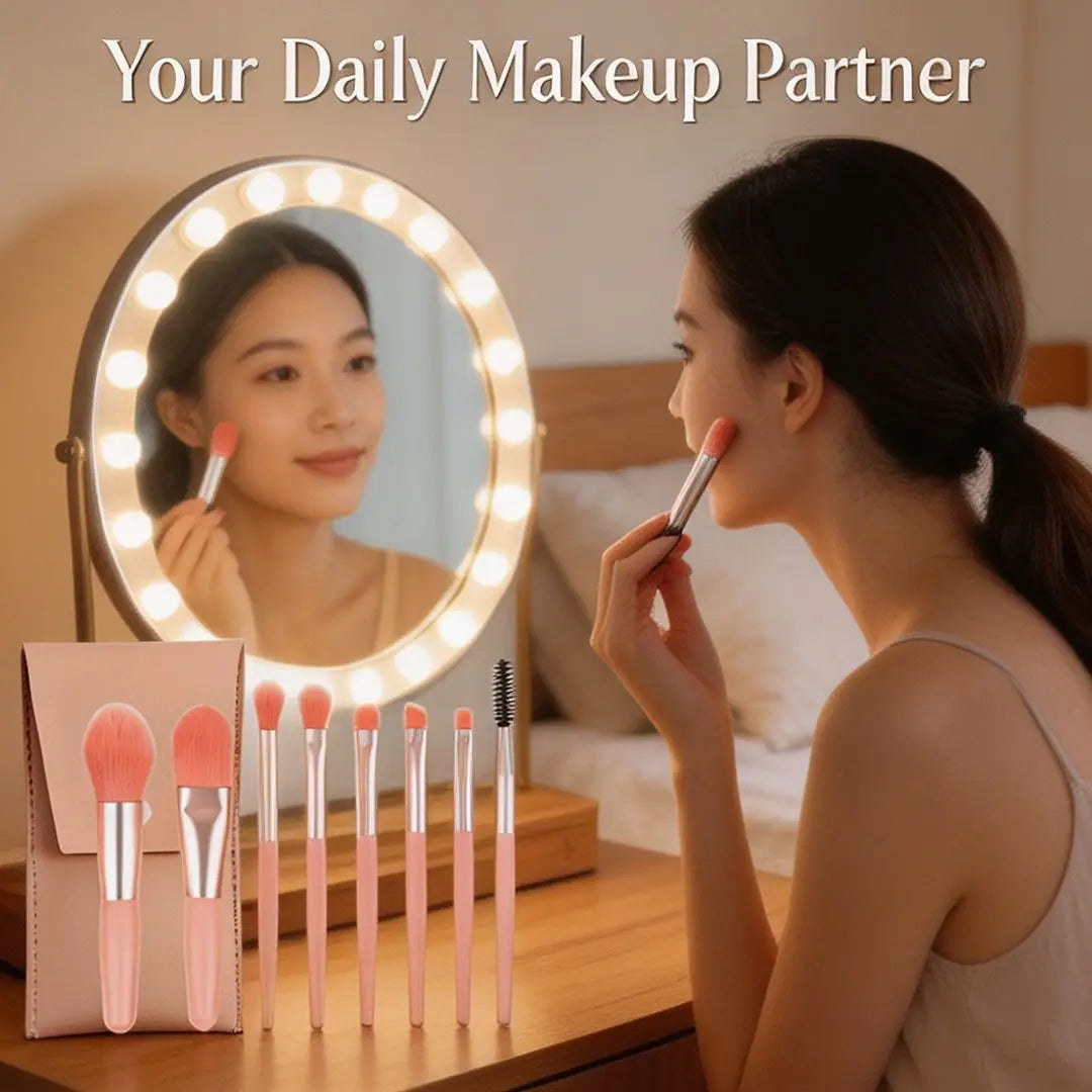 8Pcs Mini Macaron Makeup Brushes Set Cute Eyeshadow Brush with Portable Case Cosmetic Tools Graduation Gift for Girls Quake