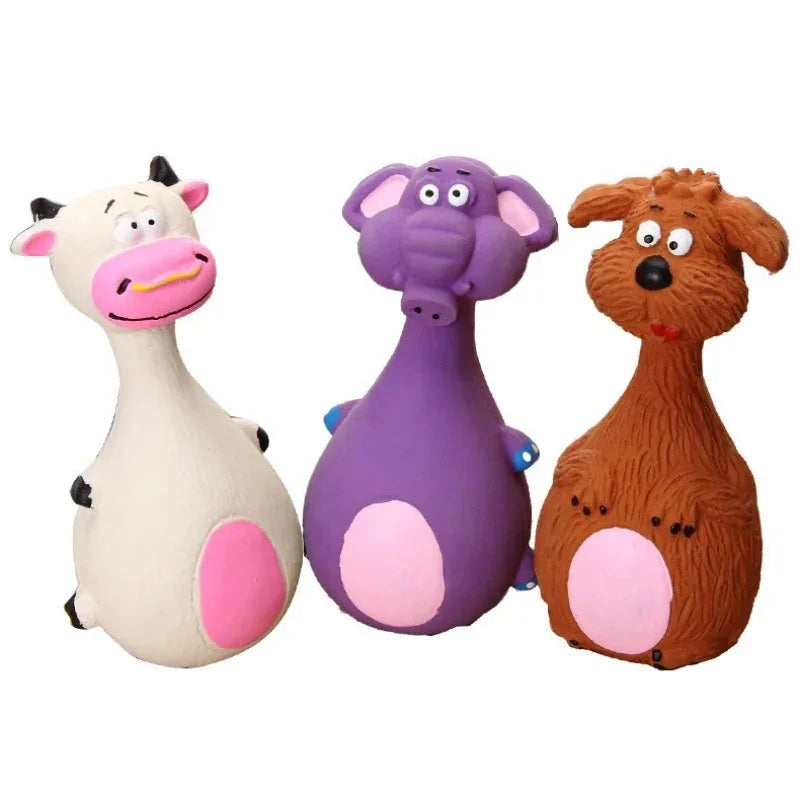 1 Piece Fat Bellied Cartoon Fun Bite Resistant Latex Sound Dog Toy Purple Elephant White Cow Brown Optional Pet Products Quake