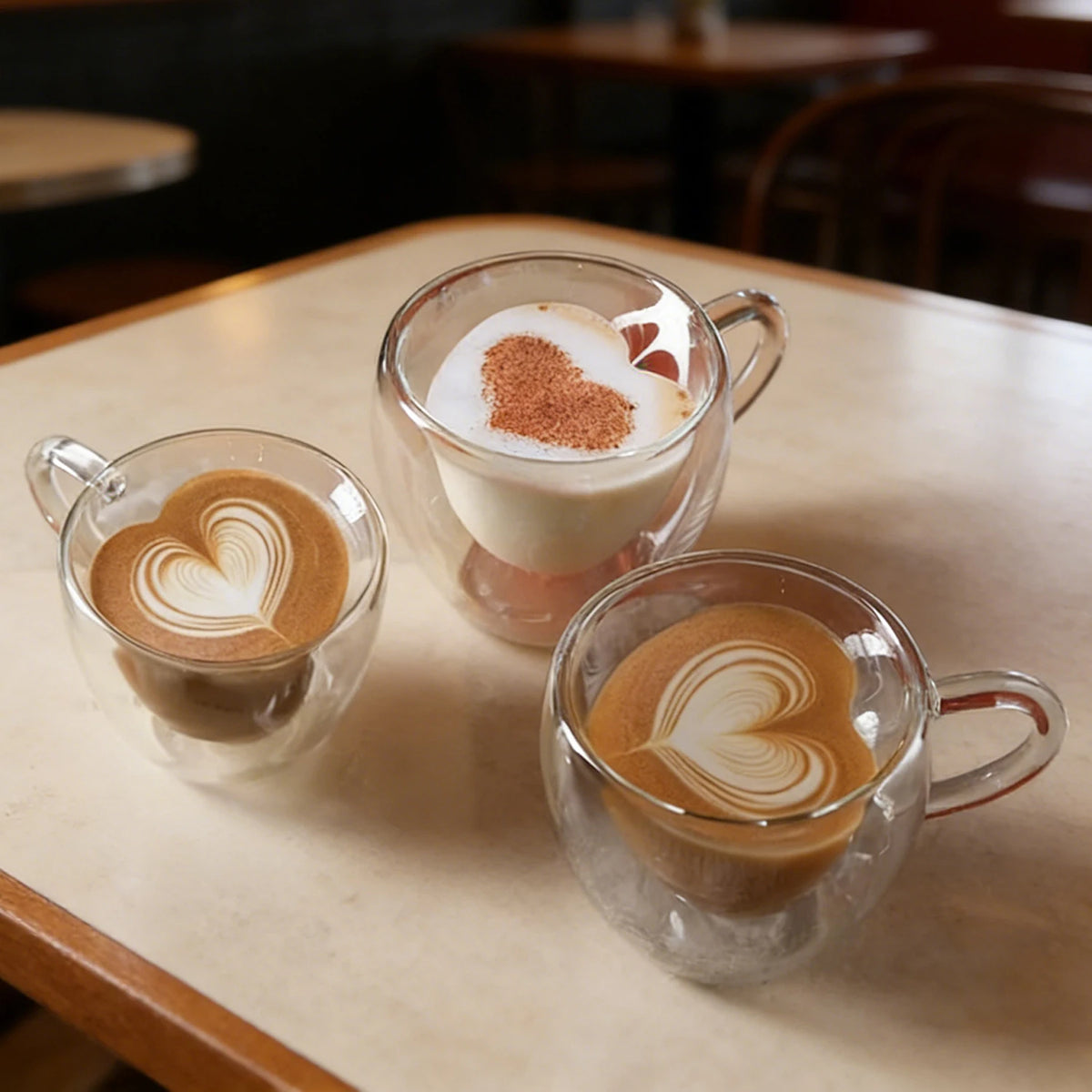 Double Wall Heart Shaped Glass Cup 150ml/250ml Borosilicate Glass Heat Resistant -20℃ to 150℃ Insulated Coffee Tea Cup Set of 2 Quake
