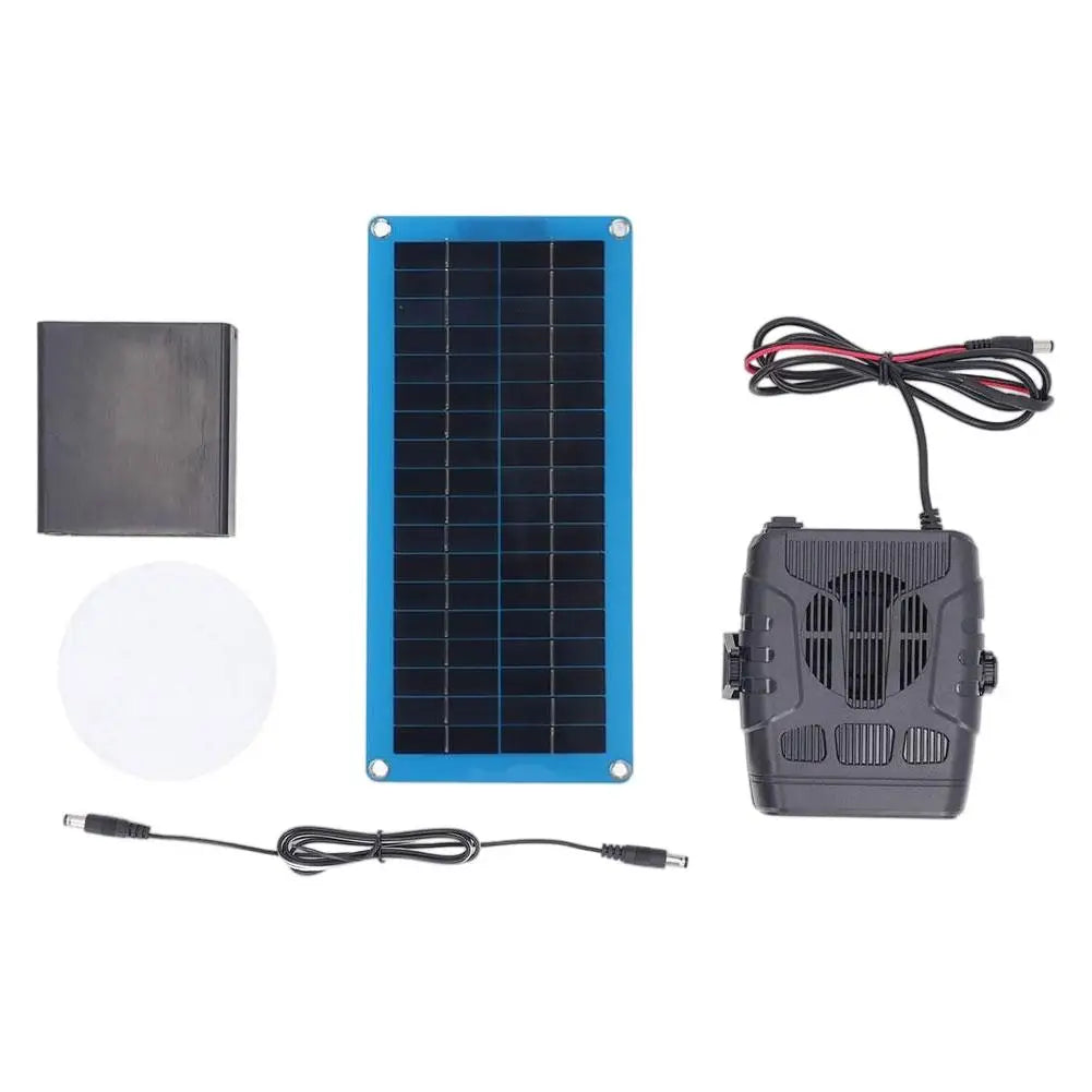 30W Solar Panel Car Heater Winter Defroster Heating Fan Pet House Warmer Warm Natural Wind Speed Electric Heater Quake black