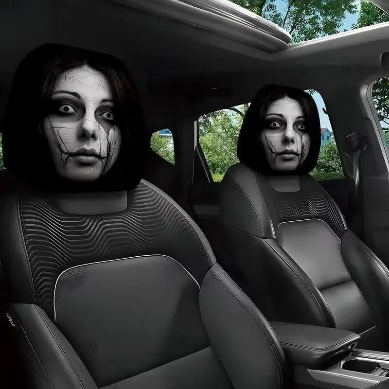Headrest Covers Soft Funny Spooky Universal Spooky for Trip Travel Daily Commuting Home Trick Party Fall Holiday Event Racing Quake