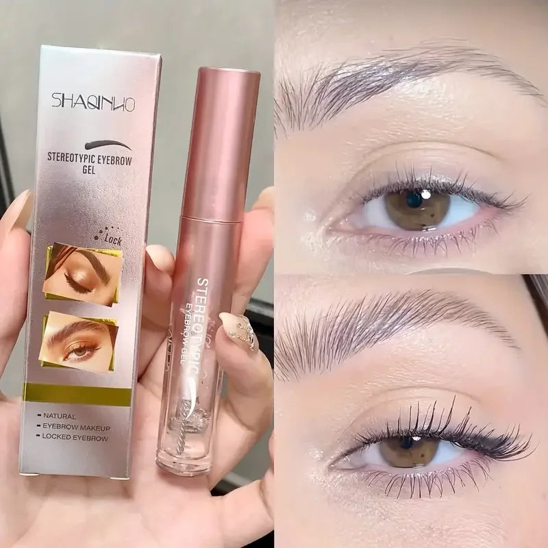 3DStereo Shaping Brow Gel, Long-Lasting Waterproof, Quick Drying, Natural-Looking Brow Shaping Gel with Brush Applicator Gel Mak Quake Transparent