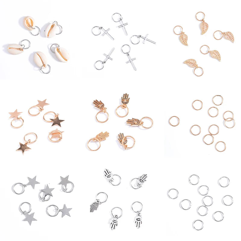 5/10 Pcs Hair Braids Leaves Beads Women Silver Gold Color Hip-hop Hair Rings Braid Bead Hair Headband Braiders Accessories Quake