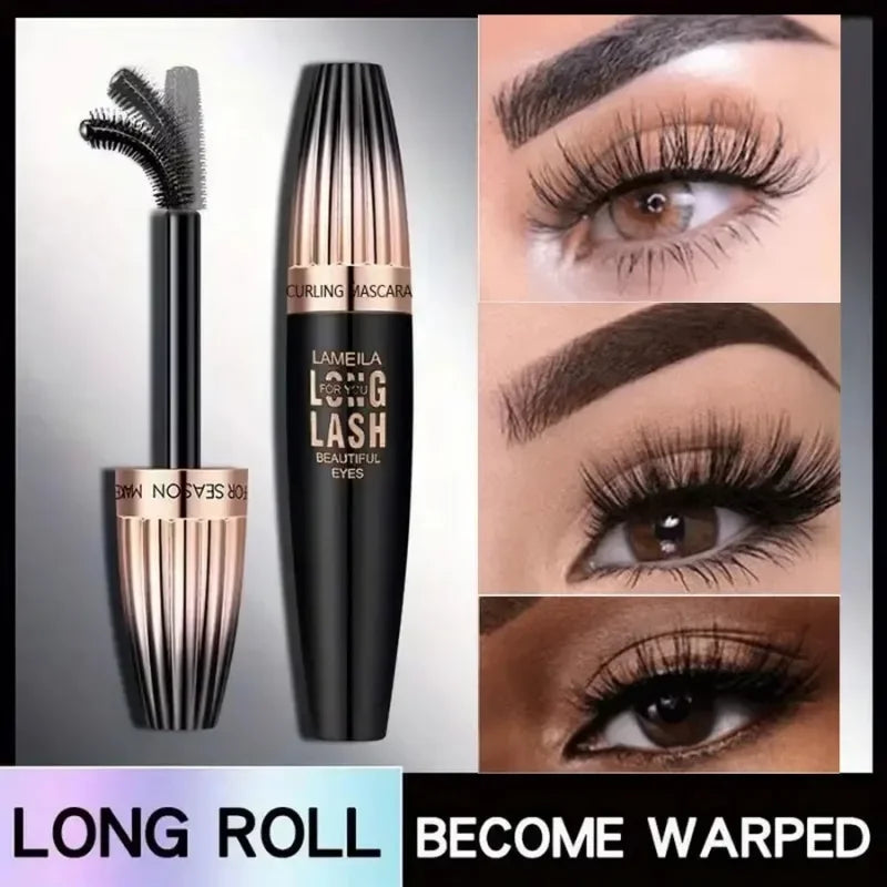 Waterproof 4D Mascara Thick Long Smudge-proof Plump Encrypted Long-lasting Curling Large Eye Makeup Makeup Tools Quake