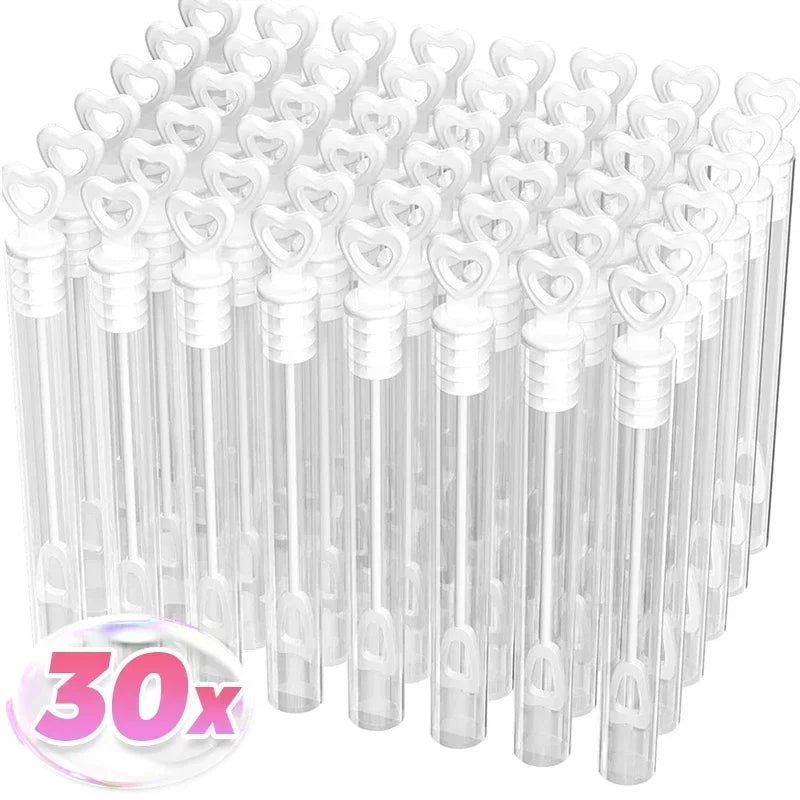 50/10pcs Love Heart Wand Tube Clear Empty Bubbles Soap Bottles with Heart Handle Wedding Gifts for Guests Party Decor Kids Toys Quake 30PCS