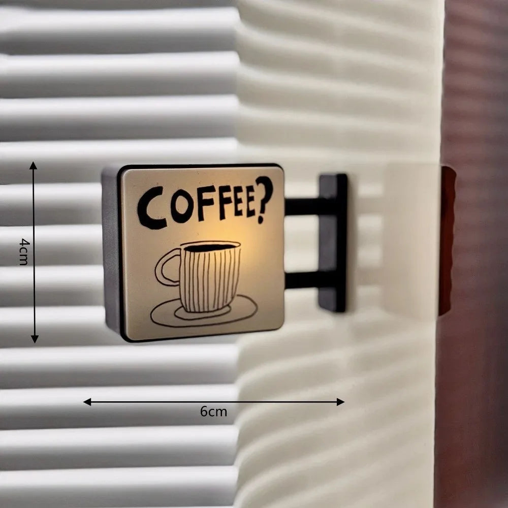 Coffee Corner Light Sign Fridge Magnet LED Magnetic Refrigerator Decoration Glowing Atmosphere Light Quake Style B