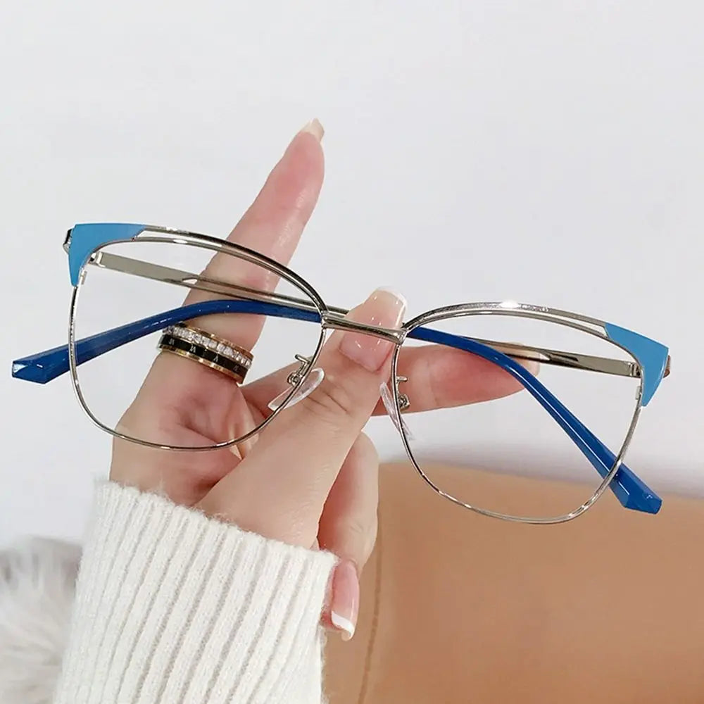 Trendy Office Anti Blue Light Glasses Women Fashion Retro Cat Eye Optical Eyeglasses Blue Rays Blocking Eye Protection Eyewear Quake Blue