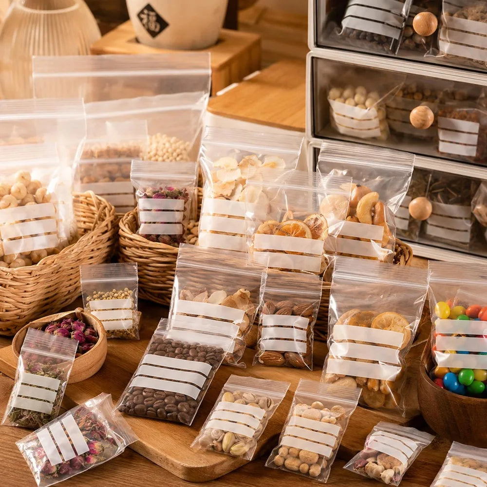 Transparent Writable Self Sealing Bag PE Classification Storage Bag Travel Jewelry Packaging Pouch Protable Snacks Storage Bags Quake