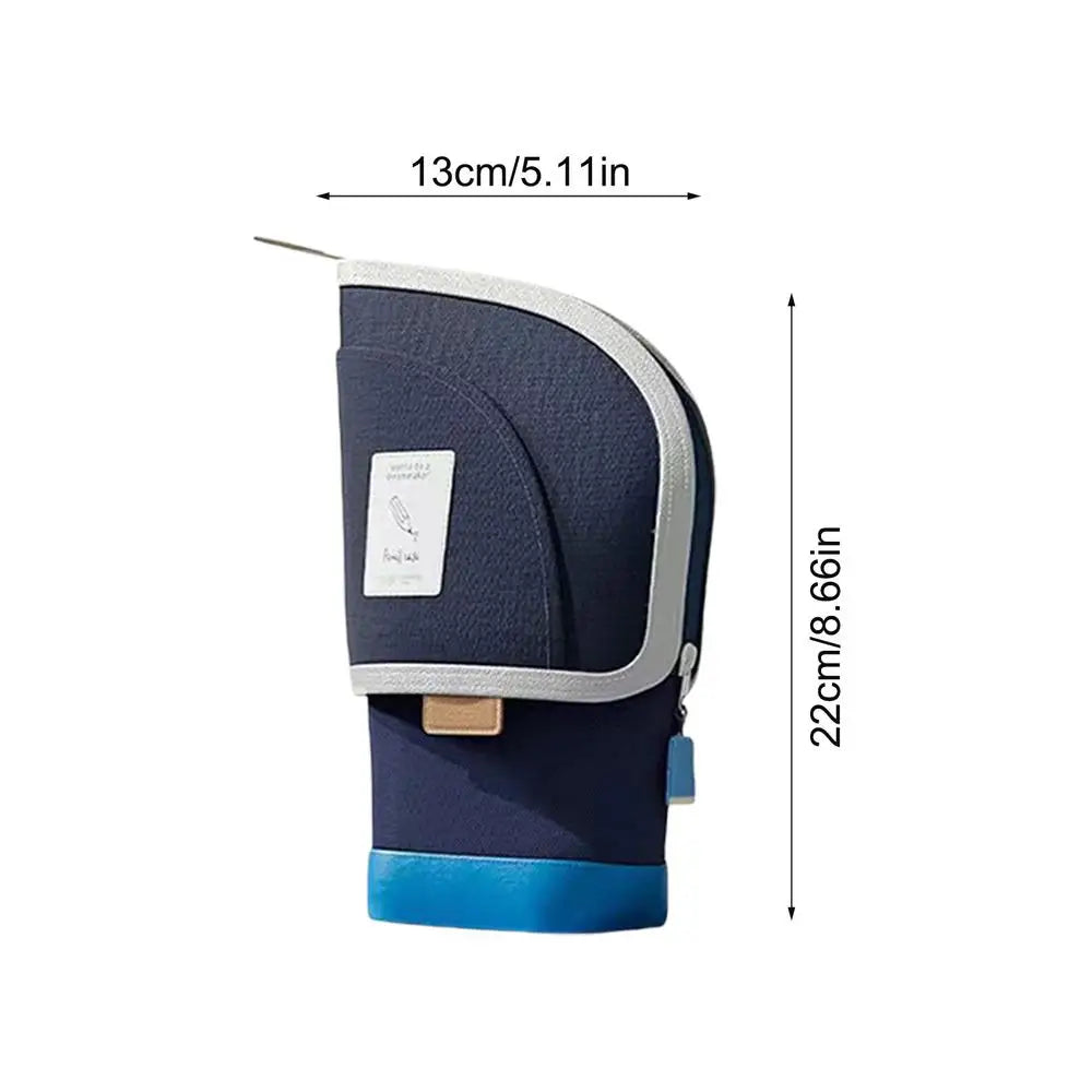 Large Capacity Pencil Case Desk Pencil Holder Pen Case 2 in 1 Retractable Container Large Storage Organizer Desk Accessories Quake Blue