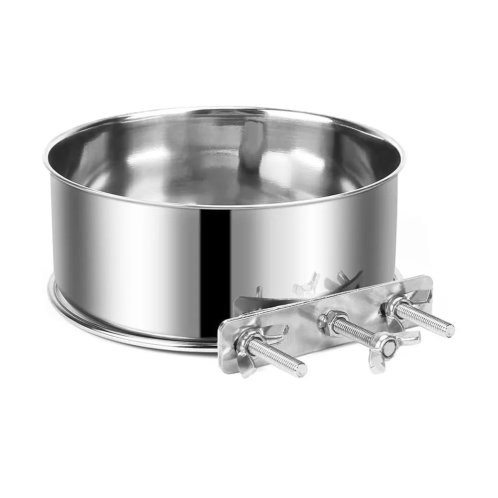 New Stainless Steel Pet Bowl Anti-gnawing Hanging Pet Feeder Cage Food Dispenser Parrot Bird Quake 14x5.5cm