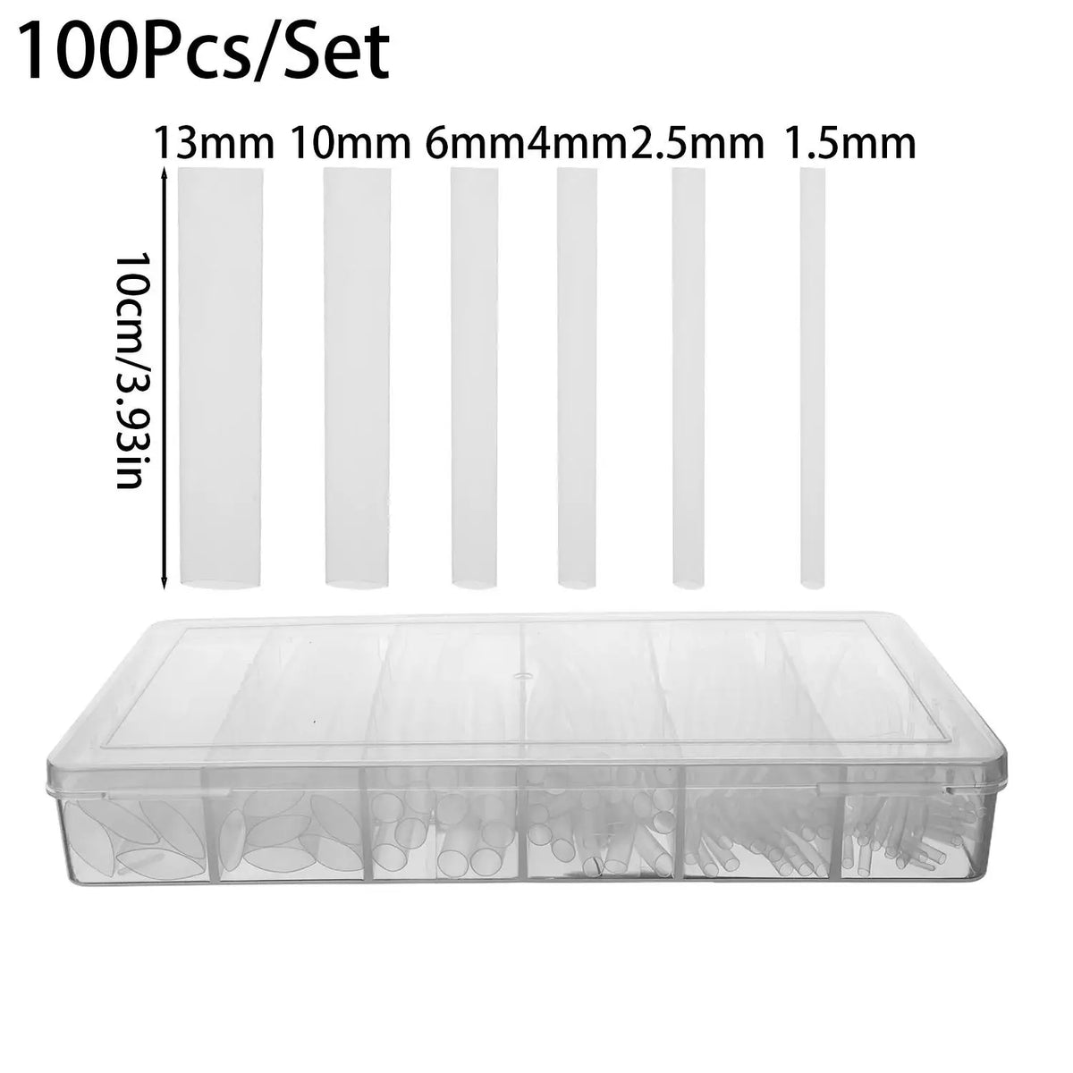 Thin Wall Transparent Heat Shrink Tube Diameter 1.5-13mm Flexible Shrinkable Earphone Line Audio Cable Sleeve Wrapping Sheath Quake 100PCS-(1 Box)