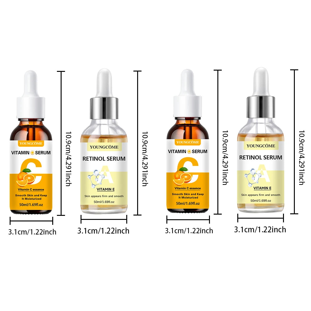 2pcs Vitamin C and retinol fortified serum rich in VC,keep skin hydrated and smooth,smooth fine lines and wrinkles,delicate skin Quake 2pcs-50ml-50ml