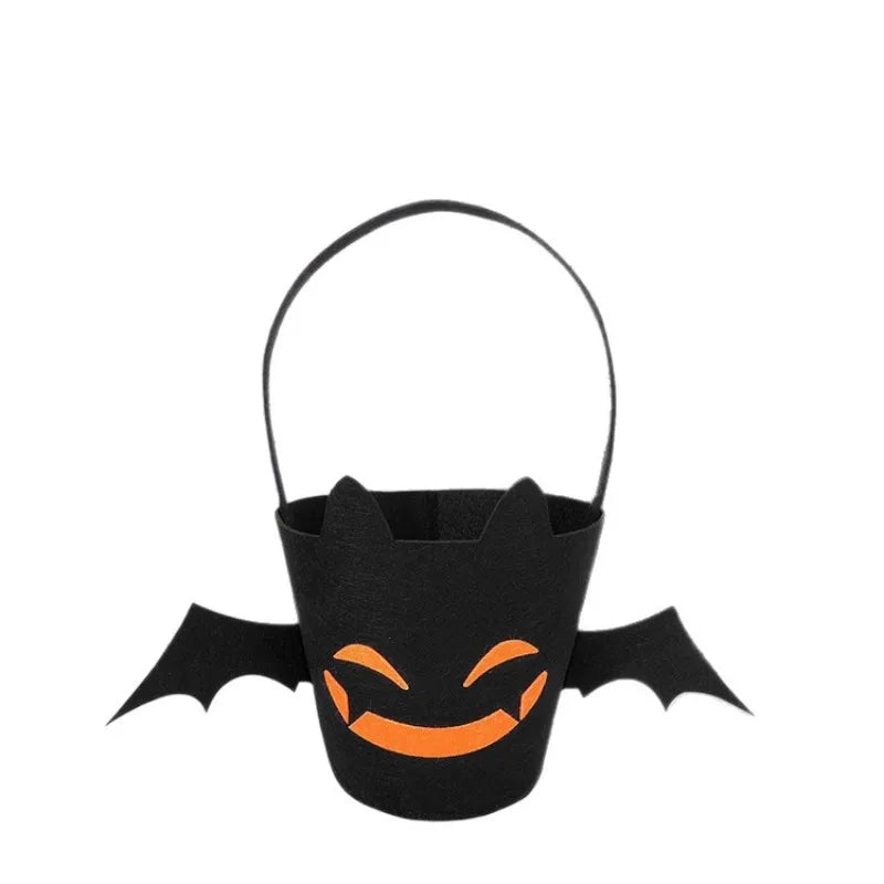 Halloween Pumpkin Bucket Kids Handheld Candy Basket Ghost Festival Prop Plastic Trick or Treat Pail Party Festive Decor Quake