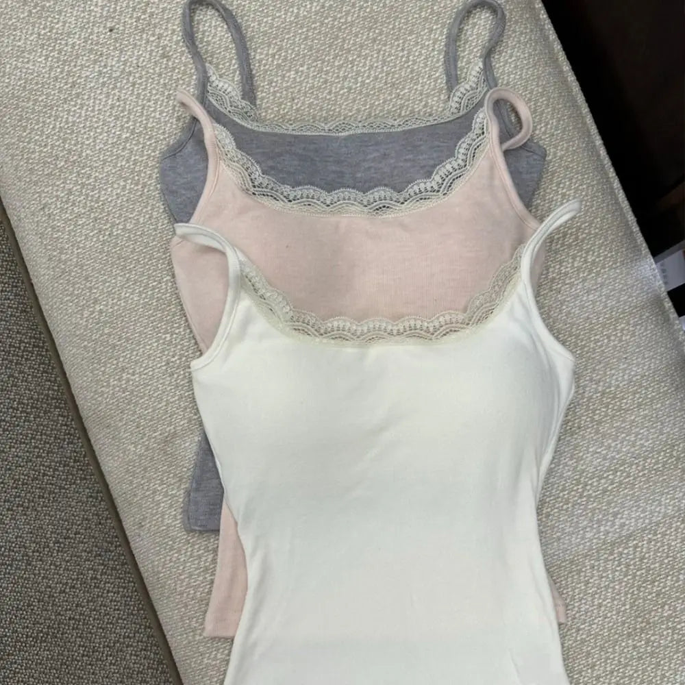 Sexy with Chest Pad Camis Tank Tops Elastic Integrated Top Lace Tops Versatile Warm Undershirt Women Clothes Quake