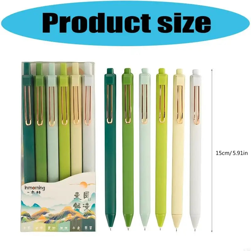 6PCS Noise Retractable Gel Pen Fast Dry Non Smudge Writing Pen Comfortable Handle For Students Professional K1KF Quake